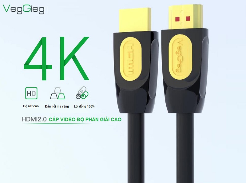 Dây tín hiệu HDMi 2.0 VegGieg V-H109 dài 5M chính hãng